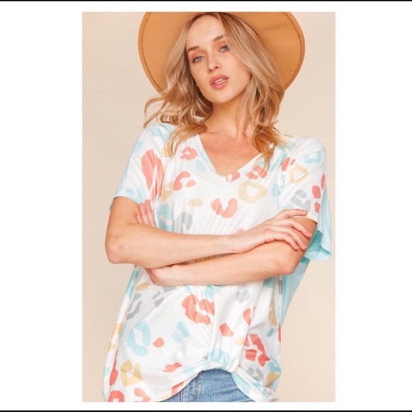 Multicolor Animal Print V-Neck Top - Picture 7 of 7